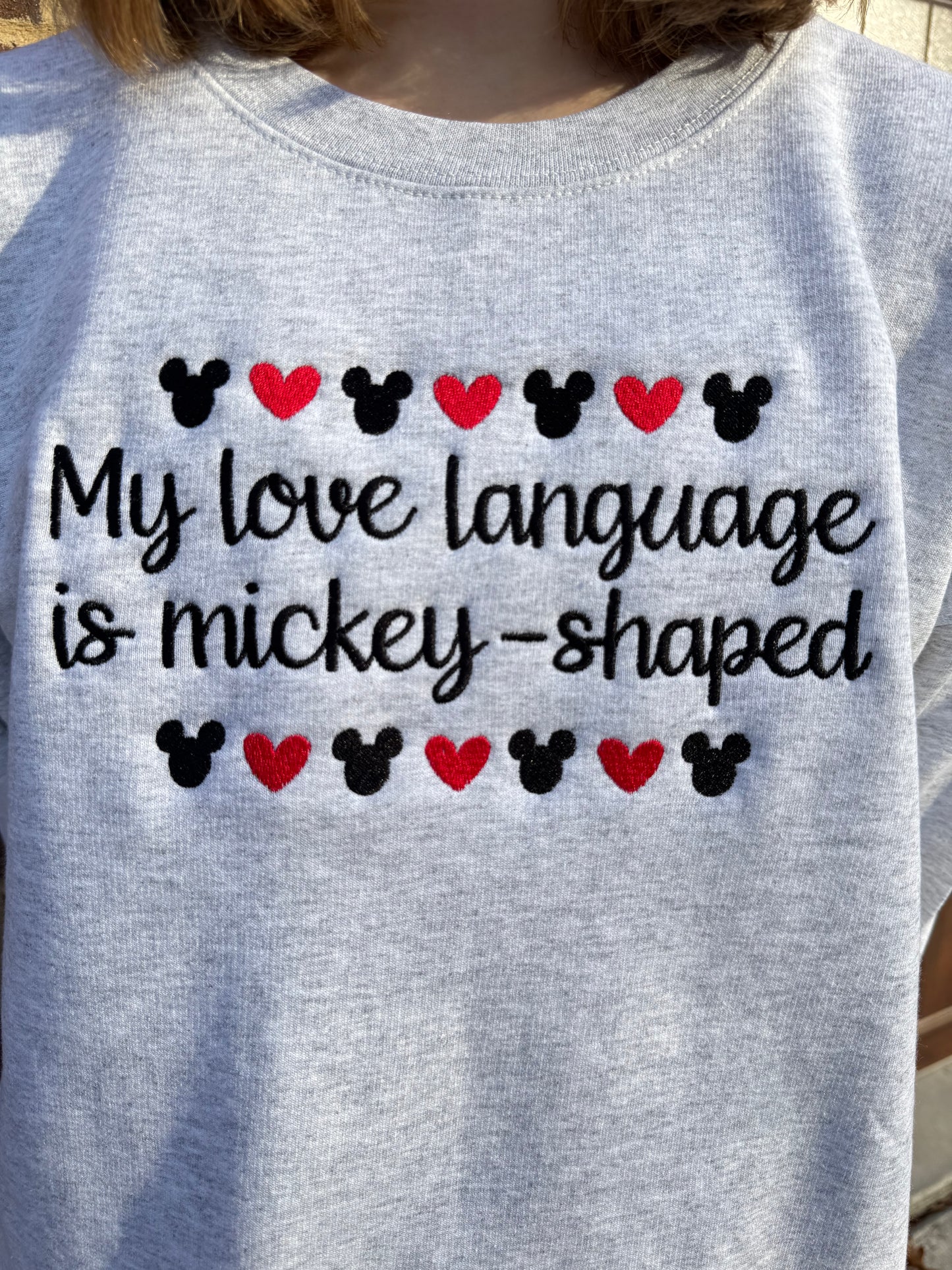 My Love Language is Mickey-Shaped Embroidered Sweatshirt