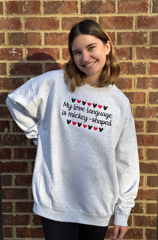My Love Language is Mickey-Shaped Embroidered Sweatshirt