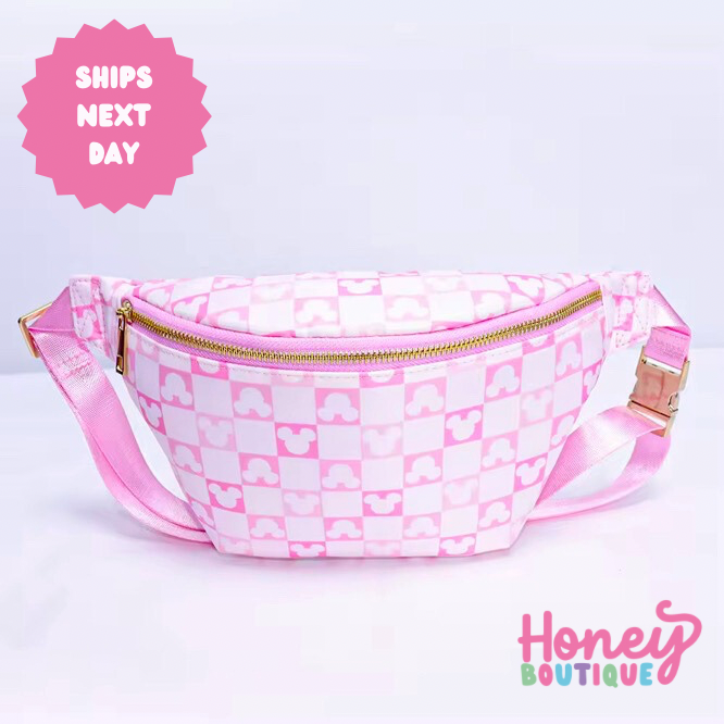 Pink Mouse Magical Checkered LARGE Fanny Pack