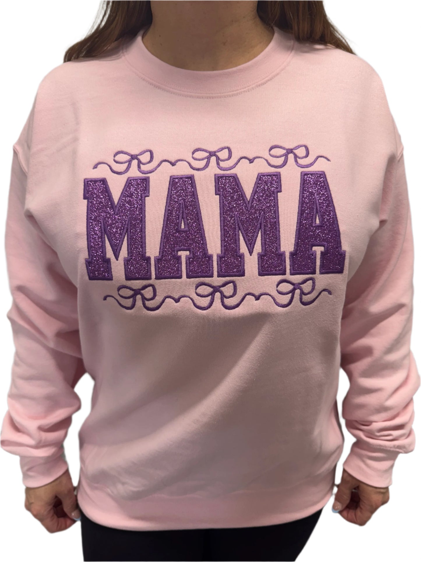 MAMA Appliqué Crewneck Sweatshirt - Pink and Purple