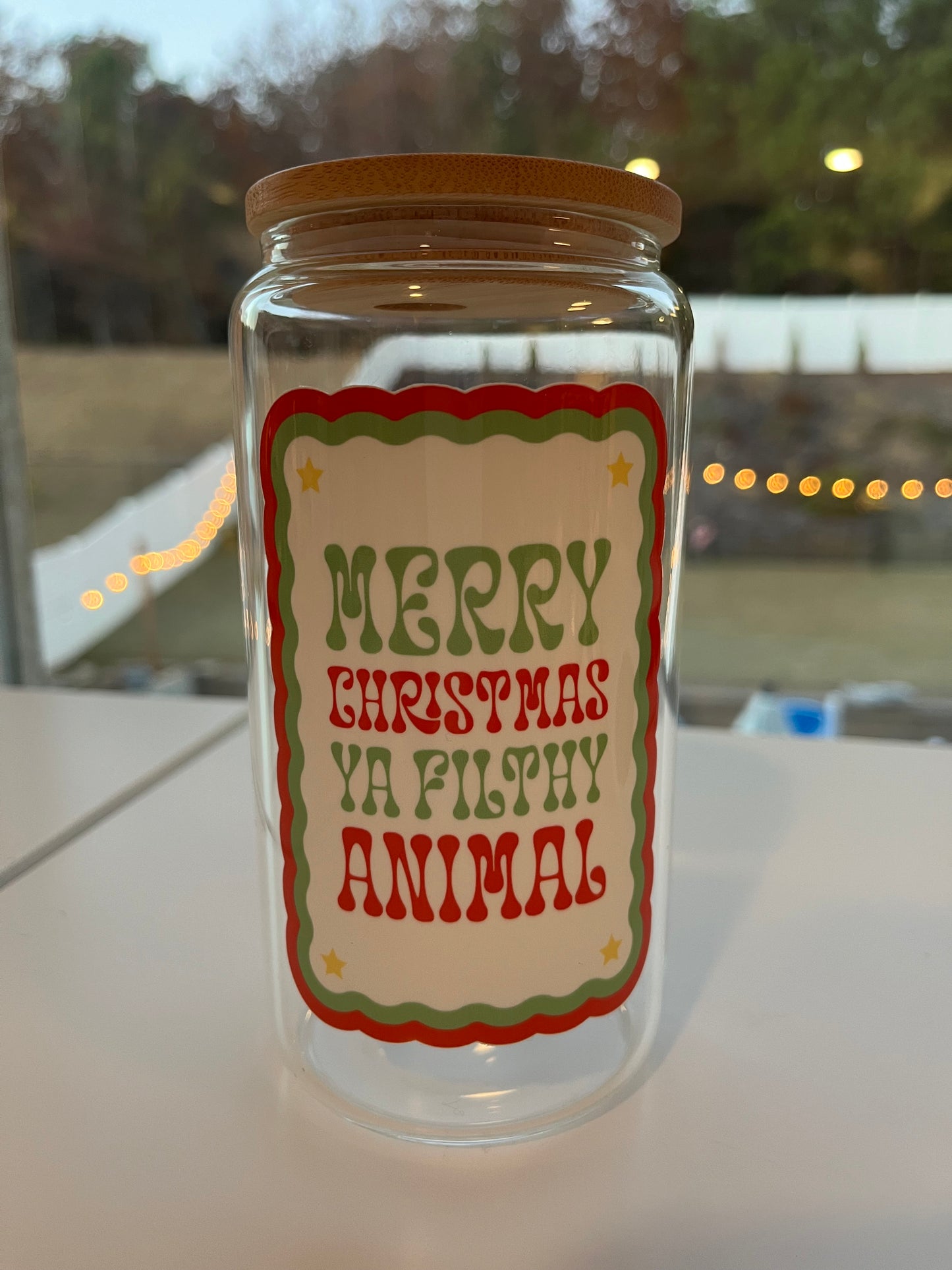 Merry Christmas Filthy Animal Glass Cup
