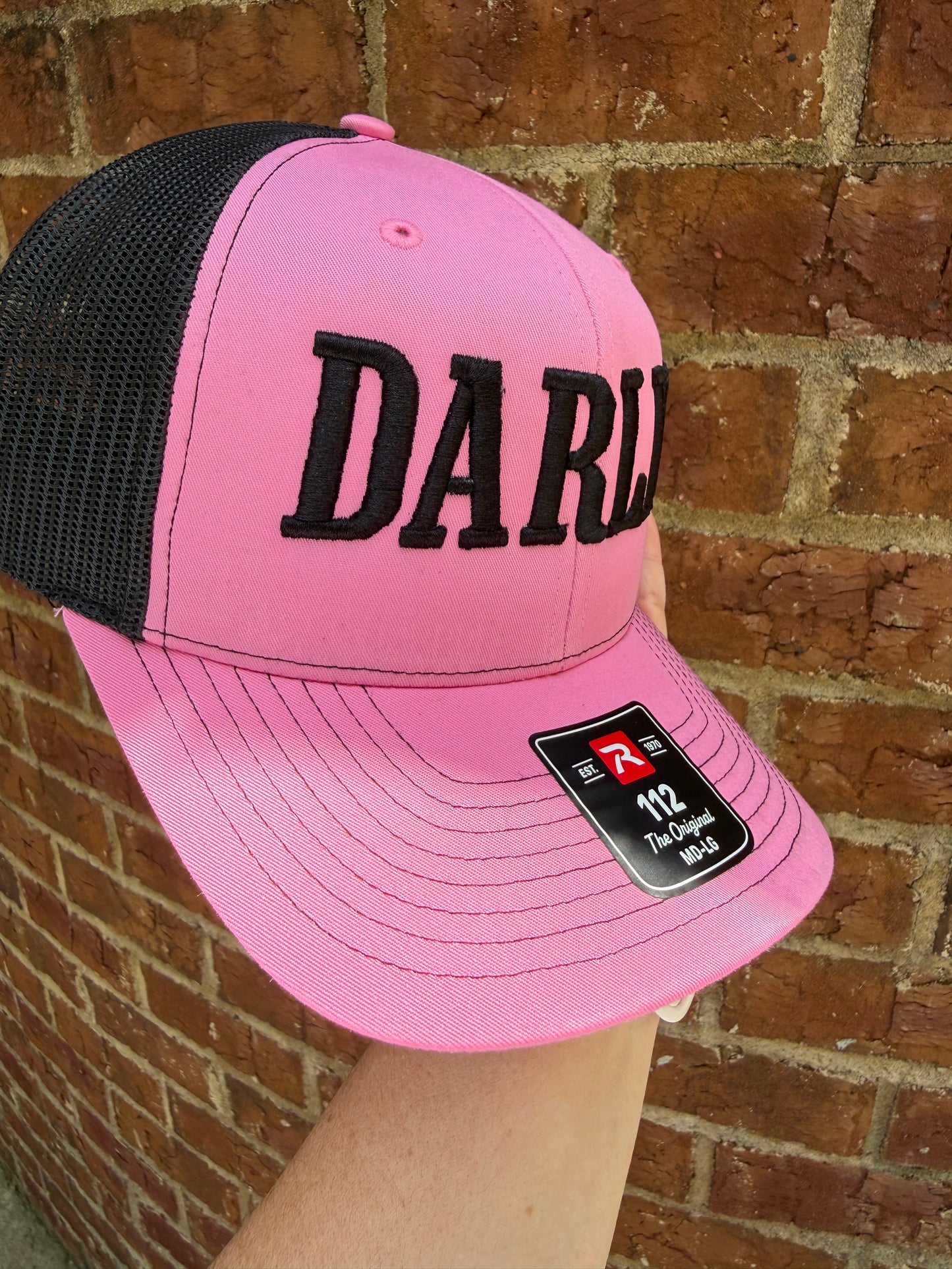 DARLIN Puff Embroidered Hat - Pink/Black