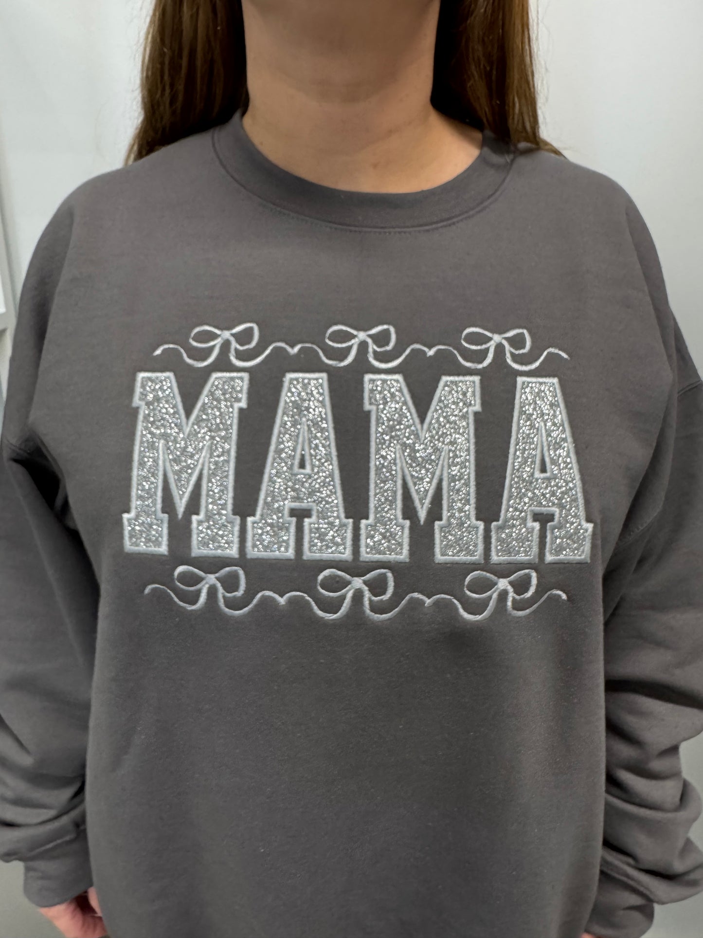 MAMA Appliqué Crewneck Sweatshirt - Charcoal