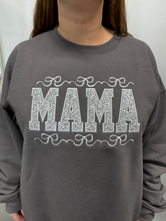 MAMA Appliqué Crewneck Sweatshirt - Charcoal