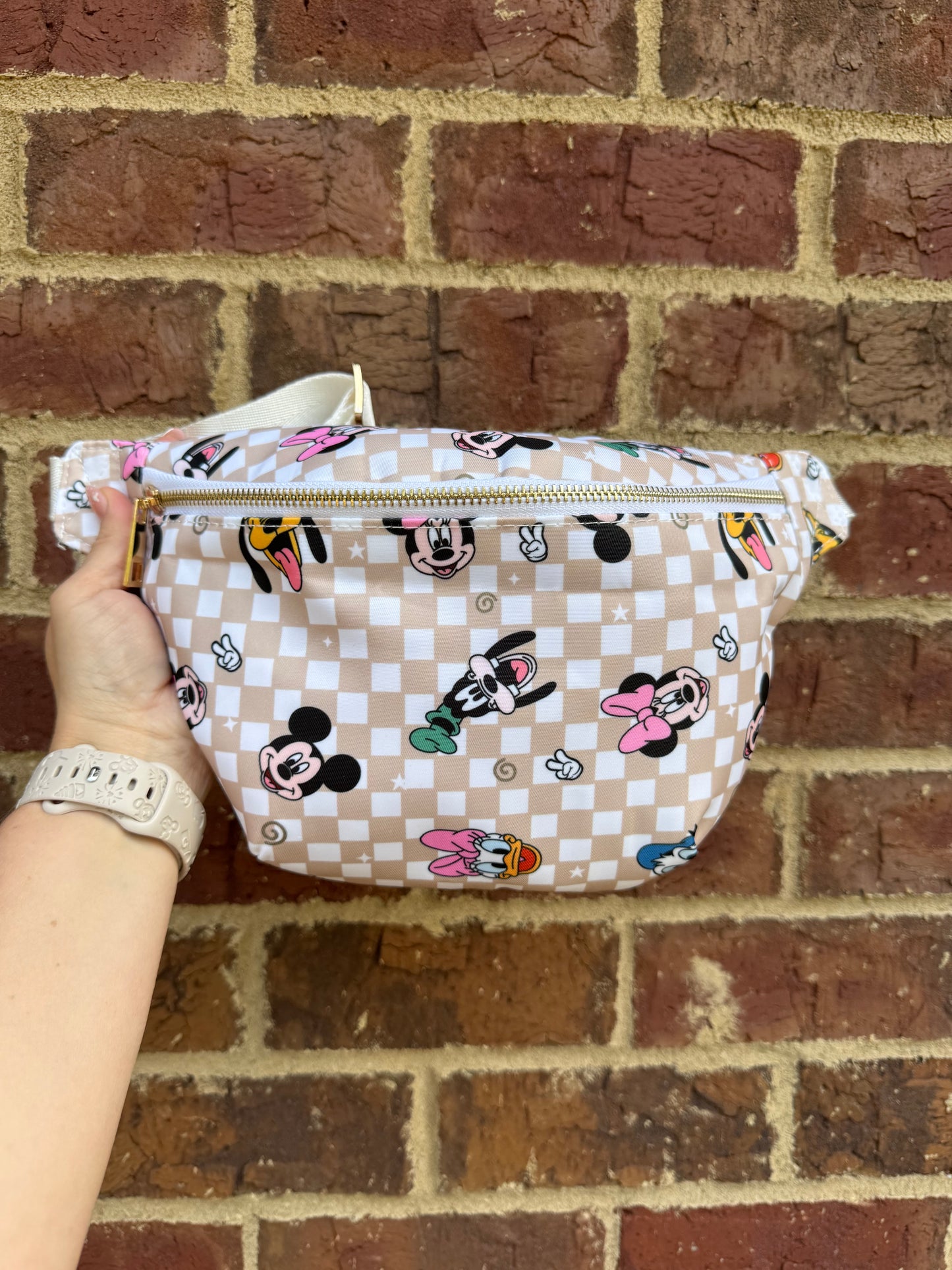 Fab Five Tan Checkered LARGE Fanny Pack