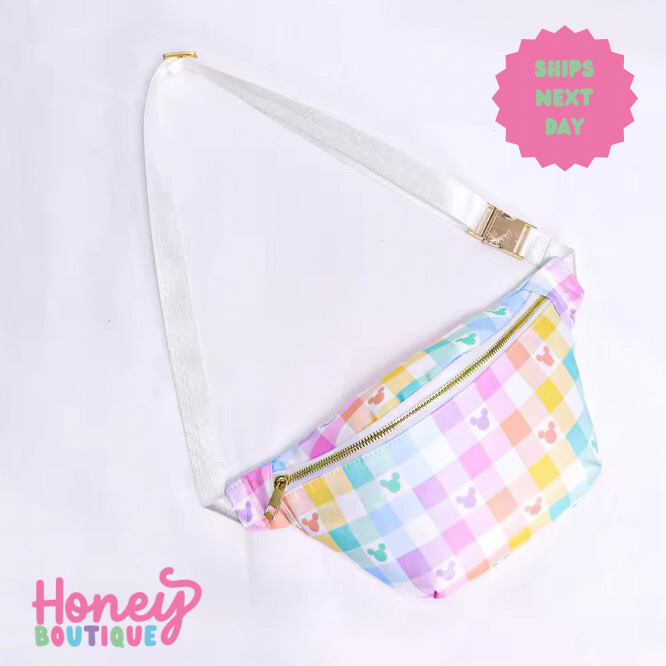 Pastel Magical Mouse Checkered LARGE Fanny Pack