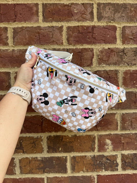 Fab Five Tan Checkered LARGE Fanny Pack