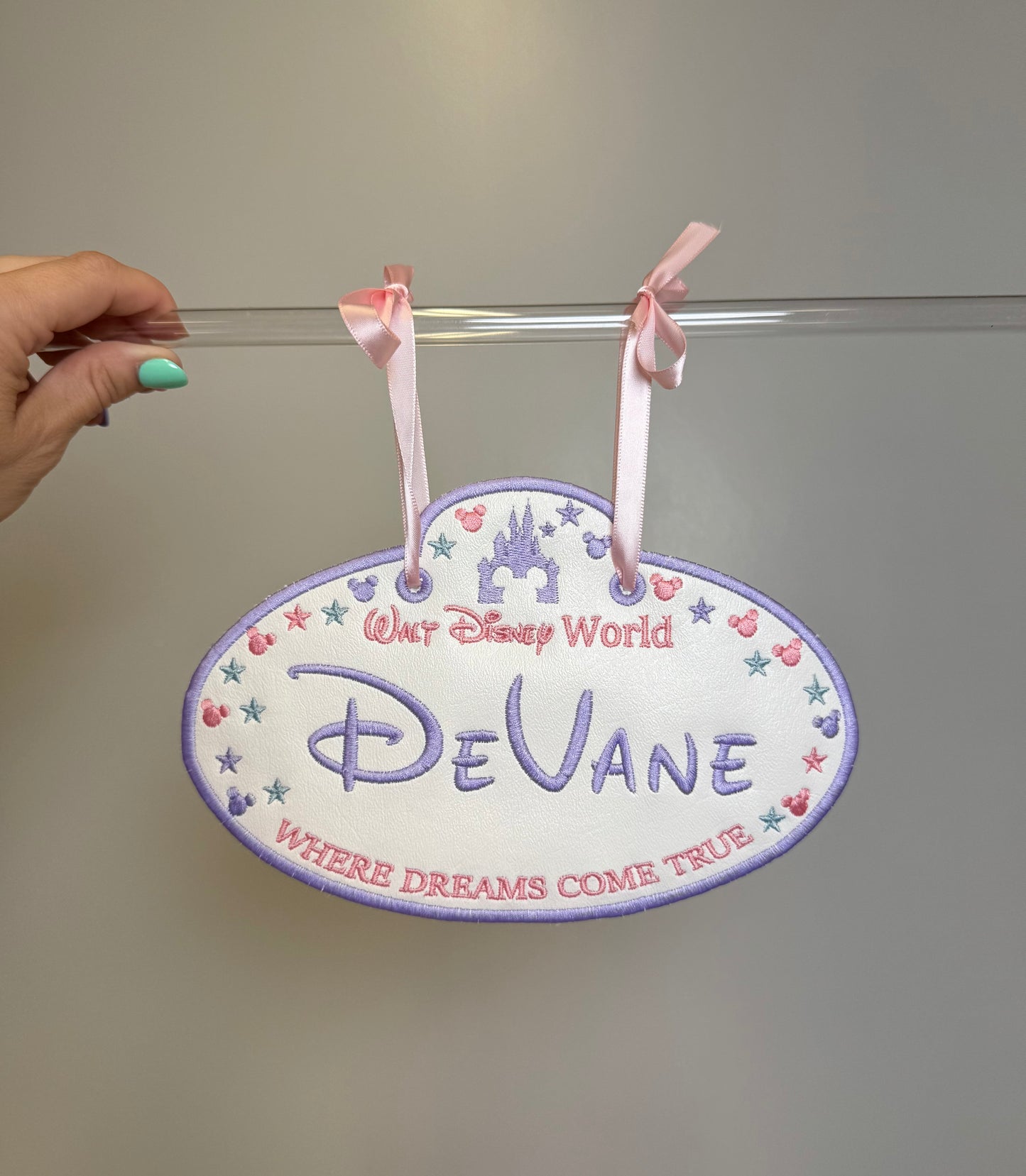 Personalized Magical World Embroidered Stroller Tag