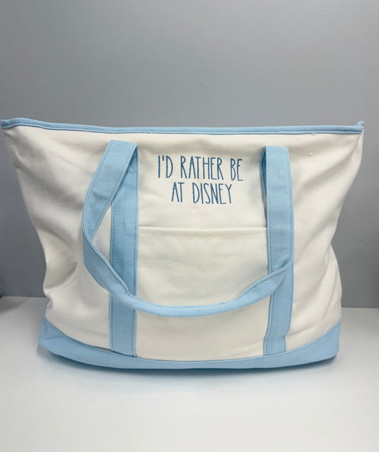 I’d Rather Be At Disney Embroidered Canvas Tote Bags - Custom Tote Bag