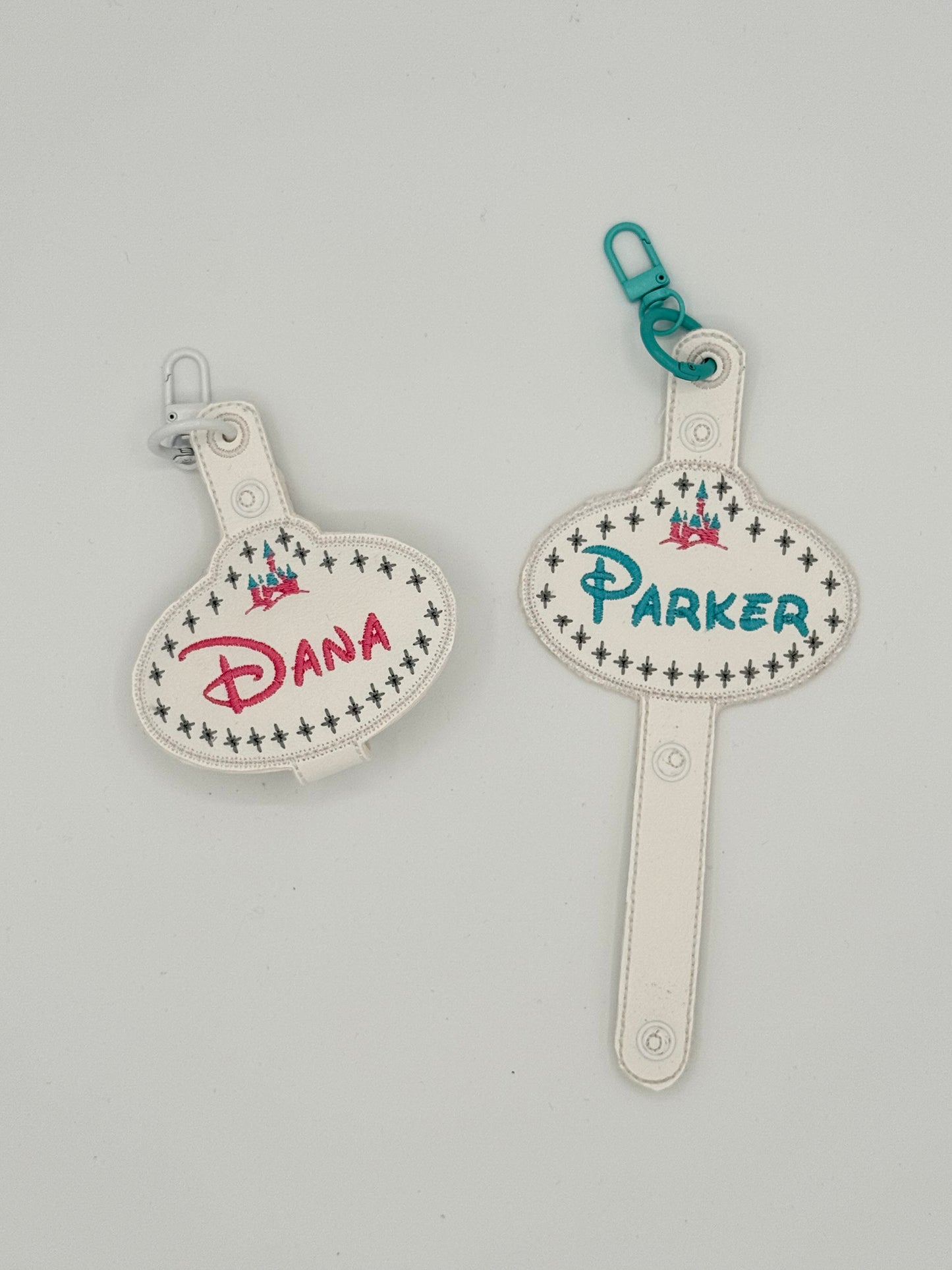 Castle with Name Ear Holder - Personalized Embroidered Keychain/Bag Tag