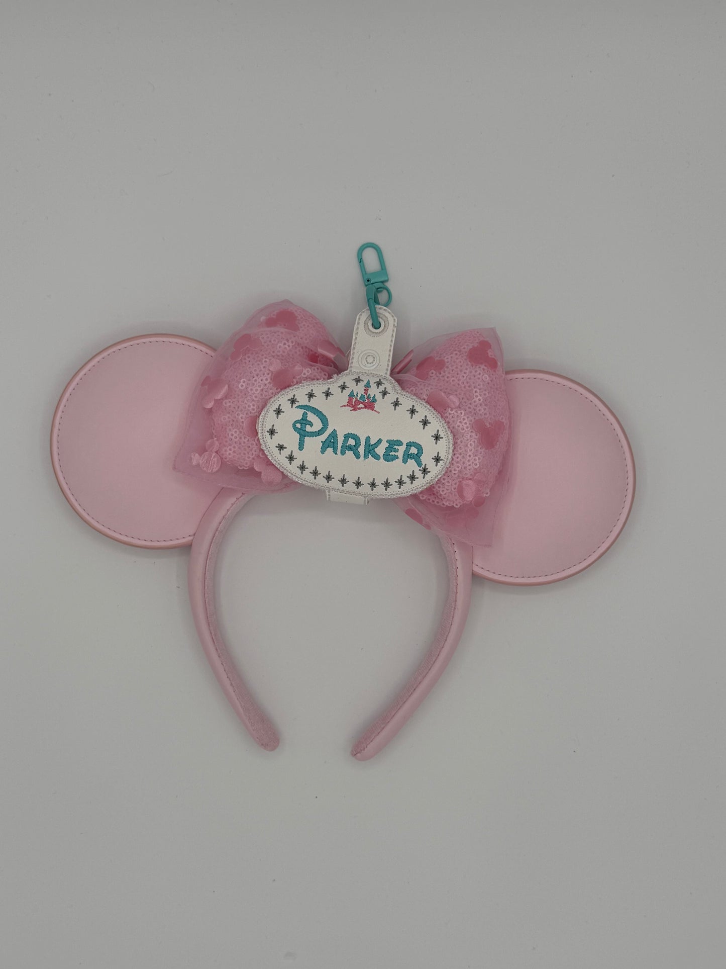 Castle with Name Ear Holder - Personalized Embroidered Keychain/Bag Tag