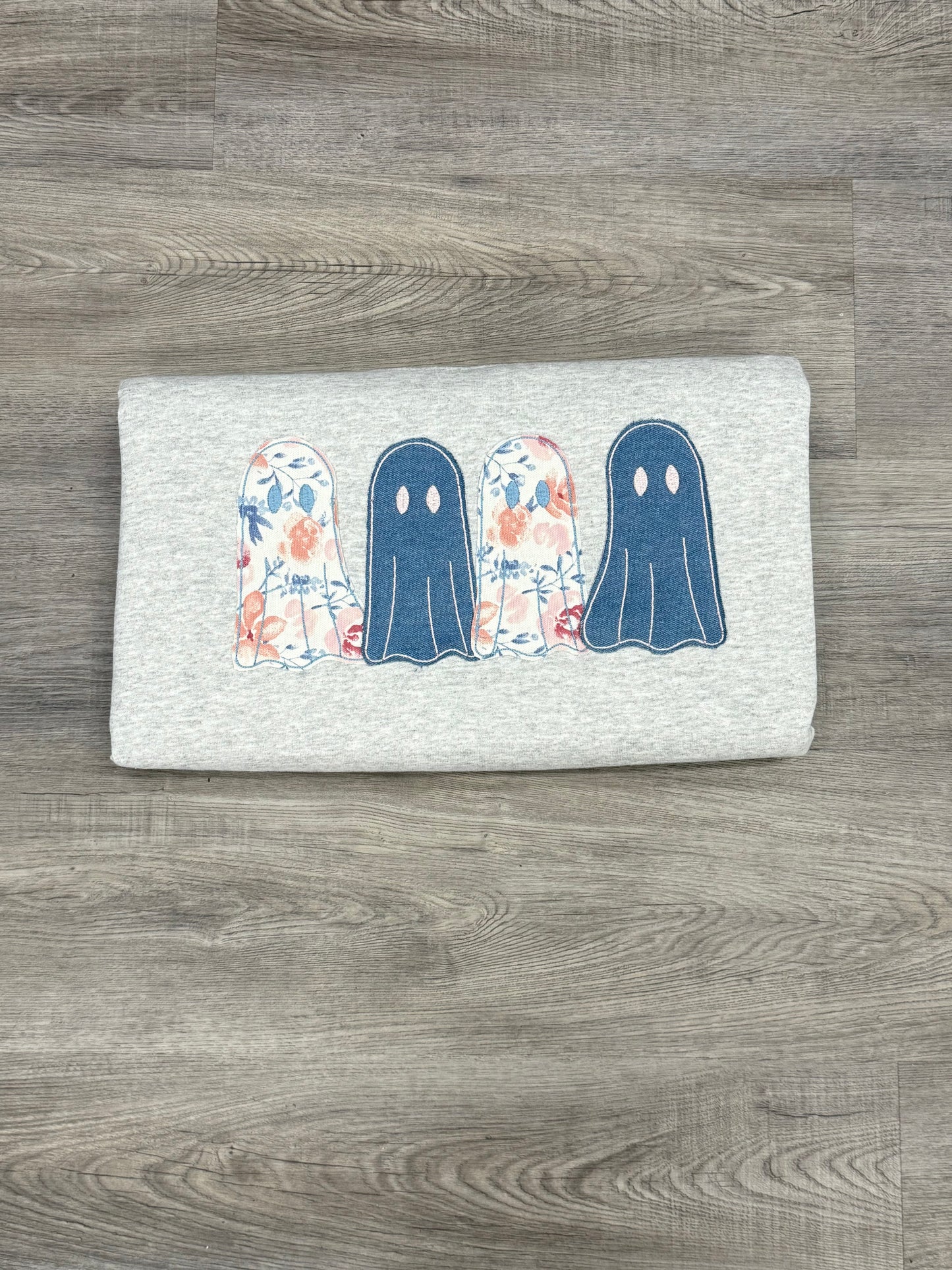 Four Friendly Ghosts Applique Embroidered Sweatshirt