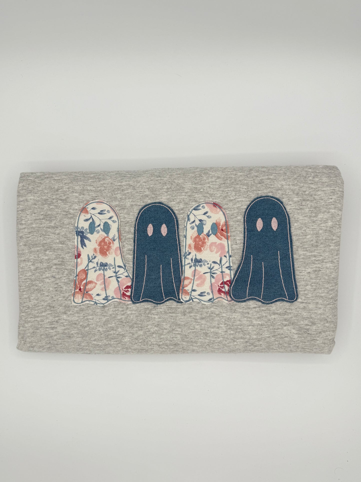 Four Friendly Ghosts Applique Embroidered Sweatshirt
