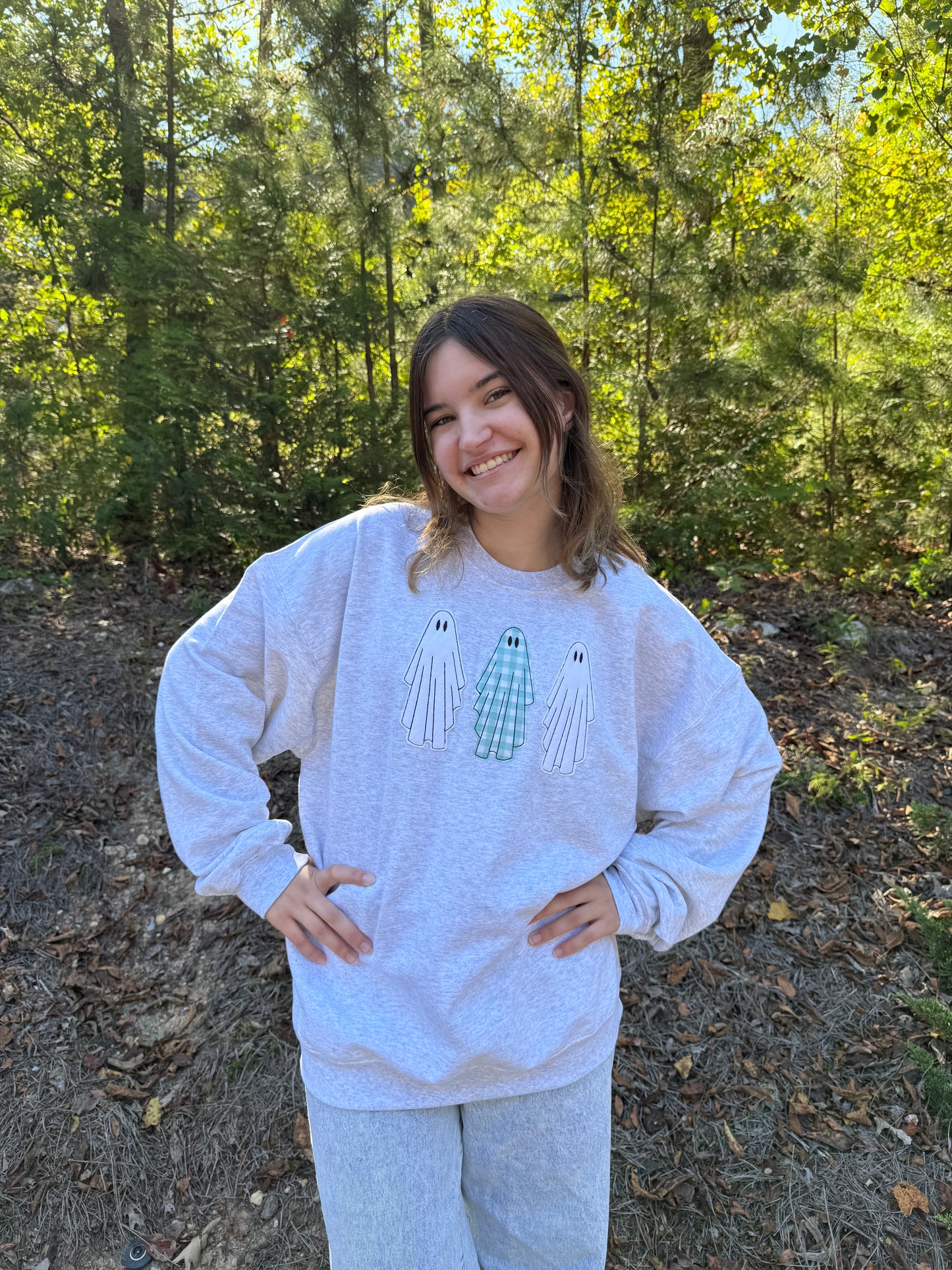 Ghost Trio Applique Embroidered Sweatshirt