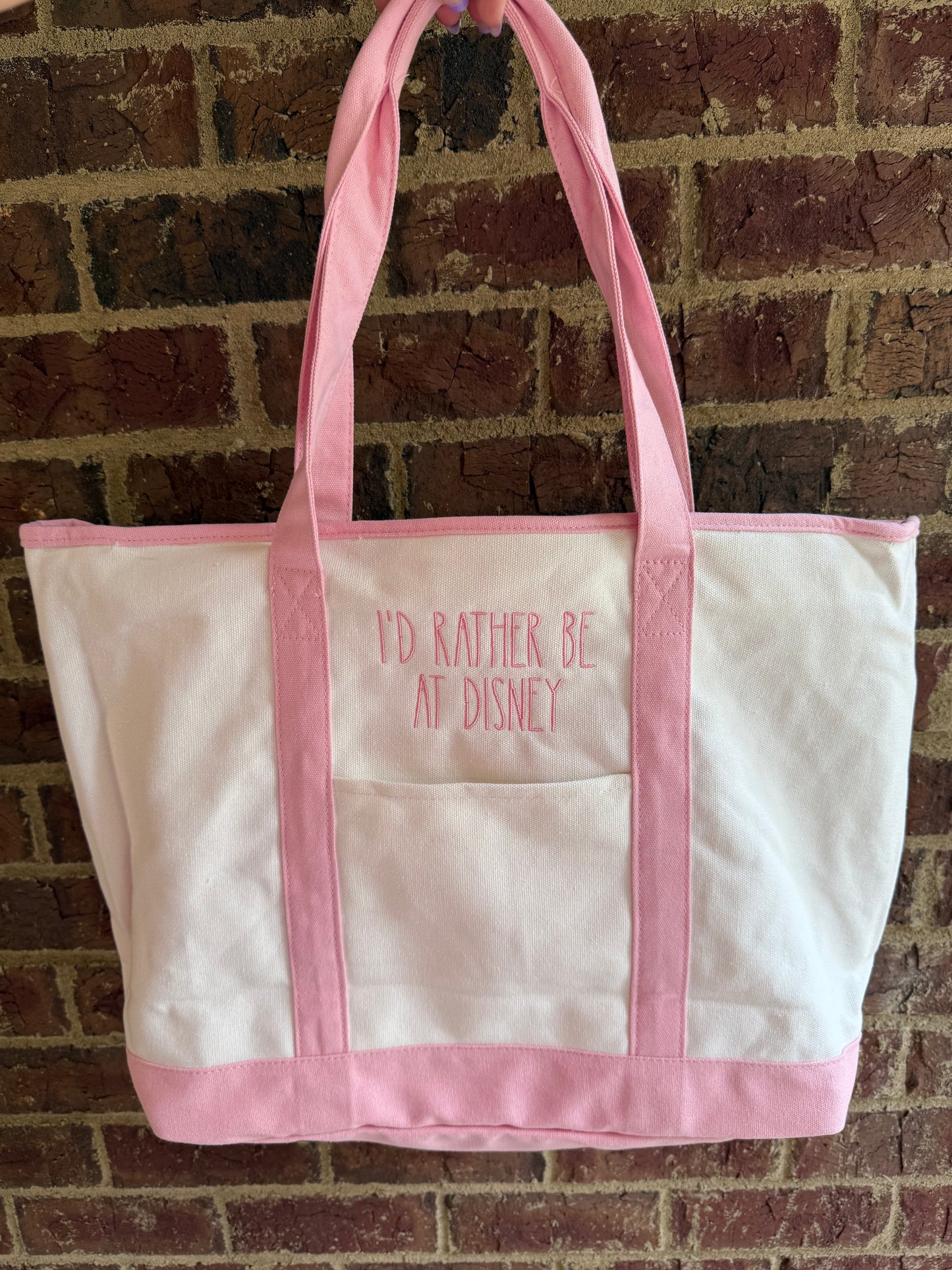I’d Rather Be At Disney Embroidered Canvas Tote Bags - Custom Tote Bag