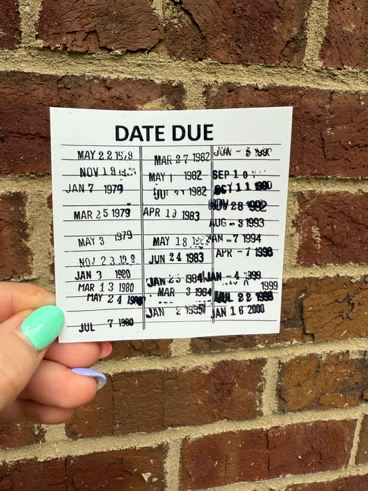 Library Book Due Date Sticker