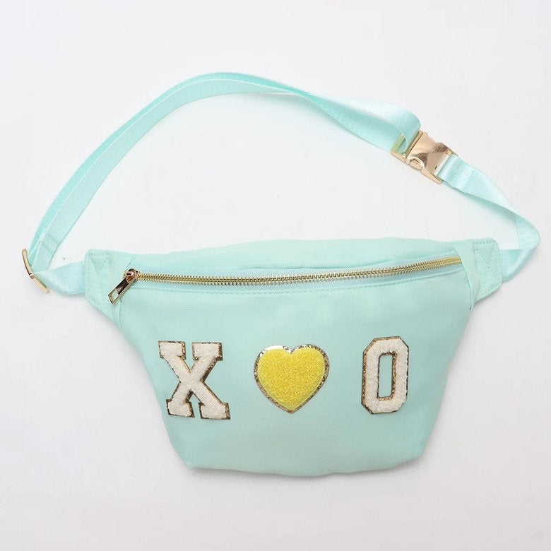 LARGE Nylon Fanny Pack, Chenille Patches, Personalized Fanny Pack Bag, Nylon Large Fanny