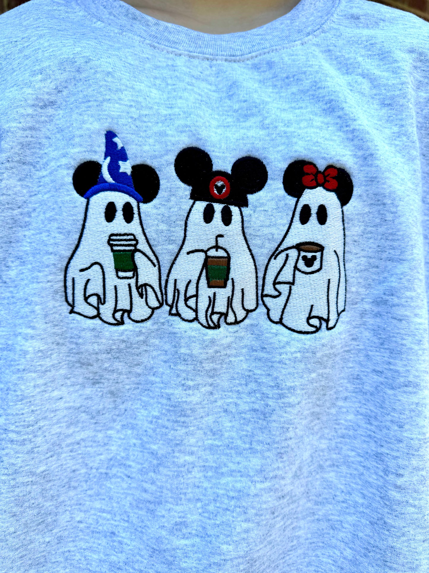 Mouse Ghost Embroidered Halloween Sweatshirt