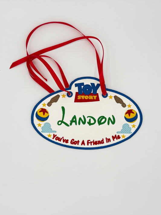 Toy Story Inspired Personalized Embroidered Stroller Tag