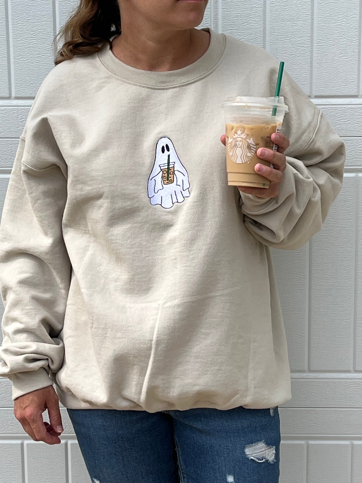 Iced Coffee Ghost Embroidered Sweatshirt