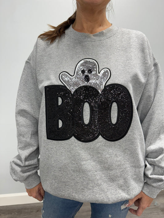 BOO Sequin Patch Sweatshirt