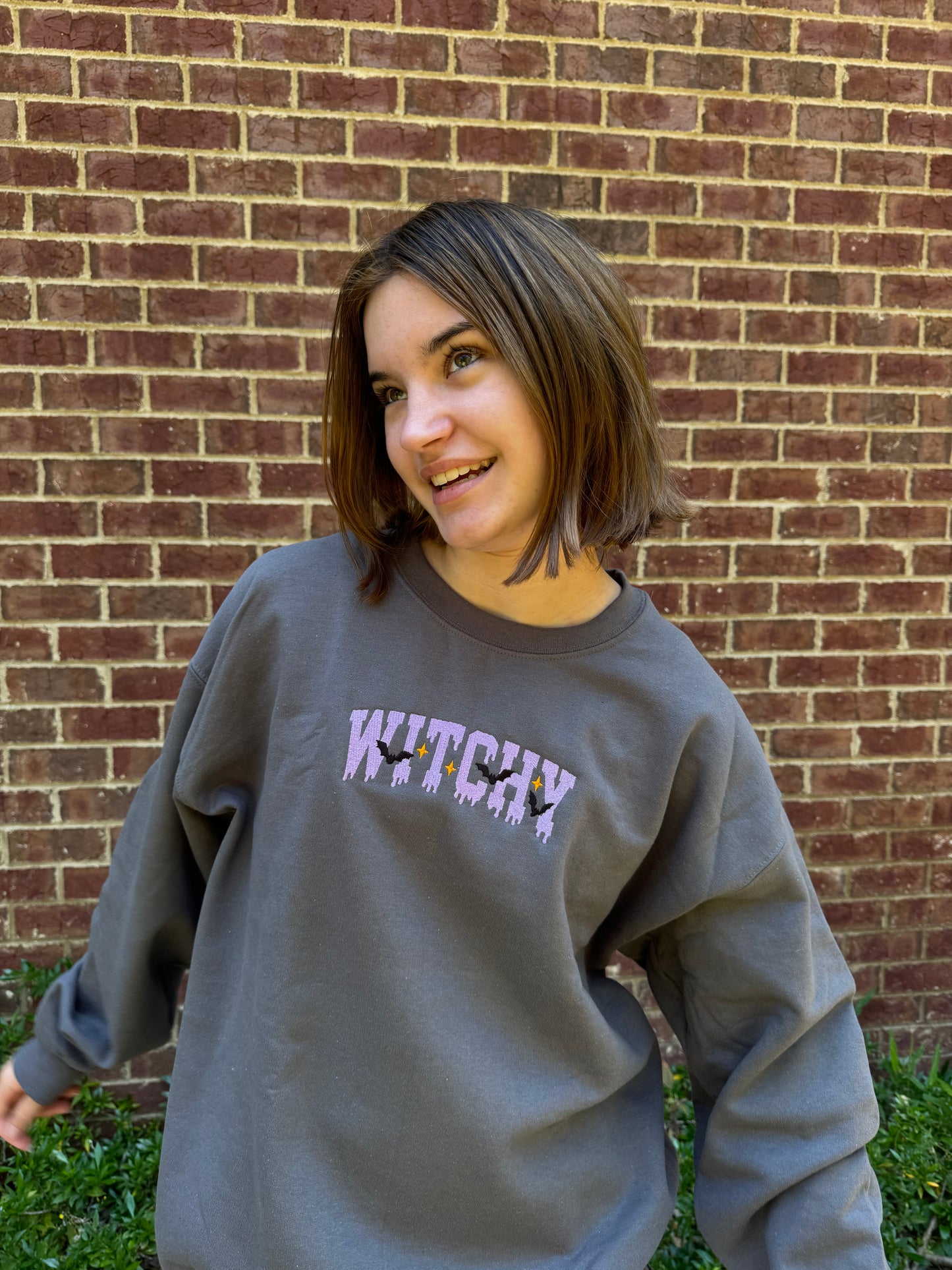 WITCHY Embroidered Halloween Sweatshirt