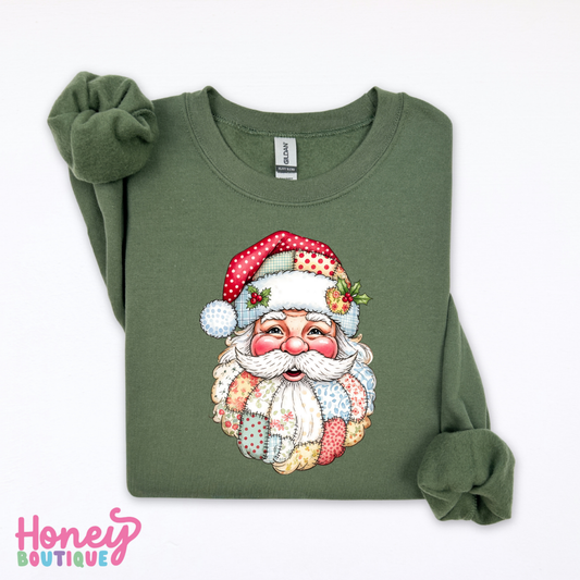 Patchwork Santa Christmas Sweatshirt