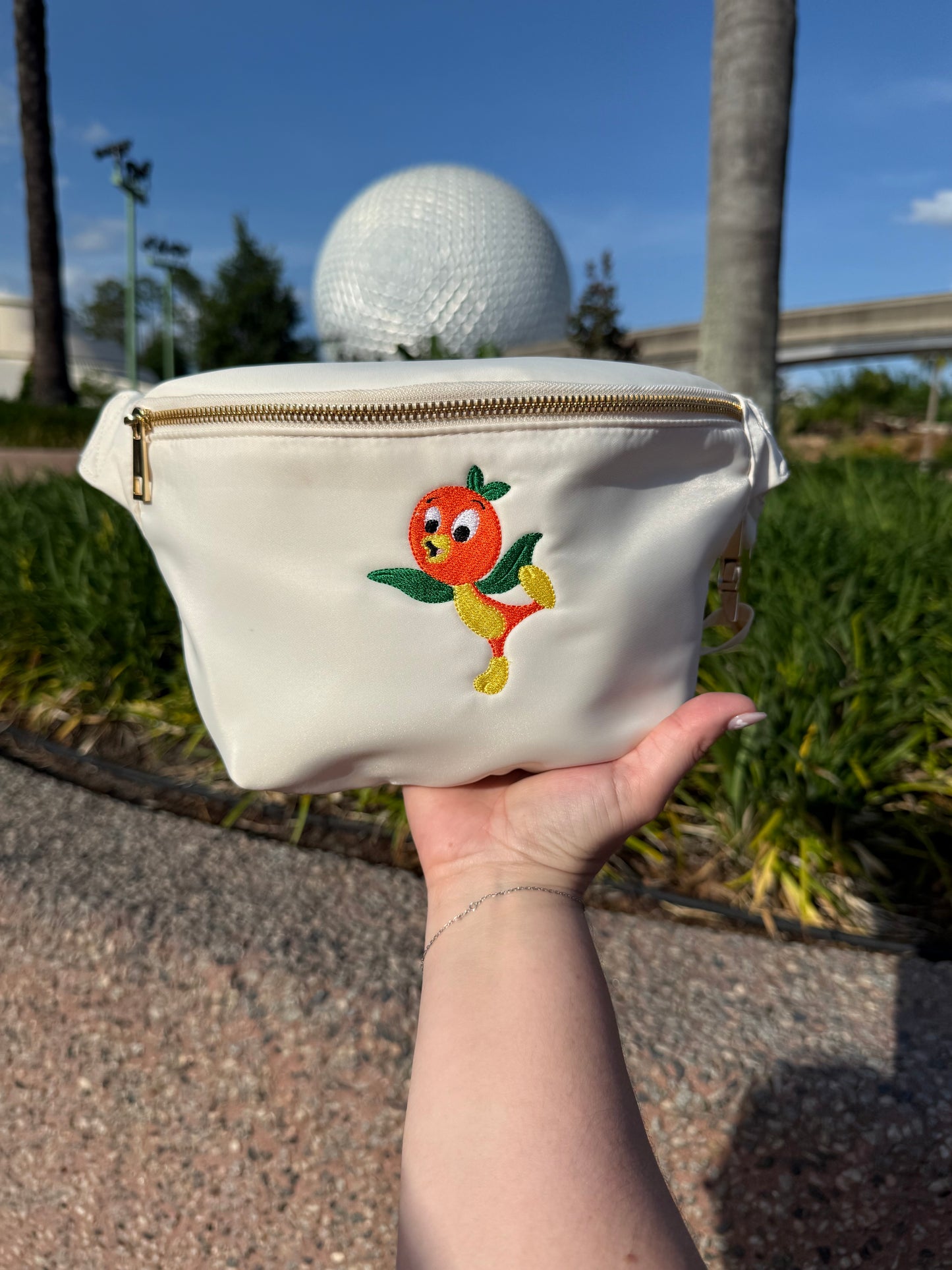 Large Orange Bird Embroidered Fanny Pack