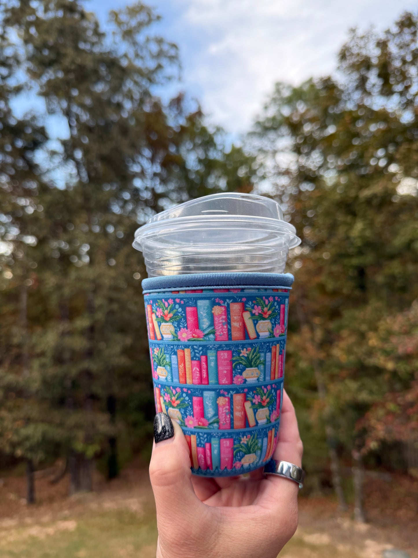 Blue Bookshelf - Book Lover Coffee Sleeve