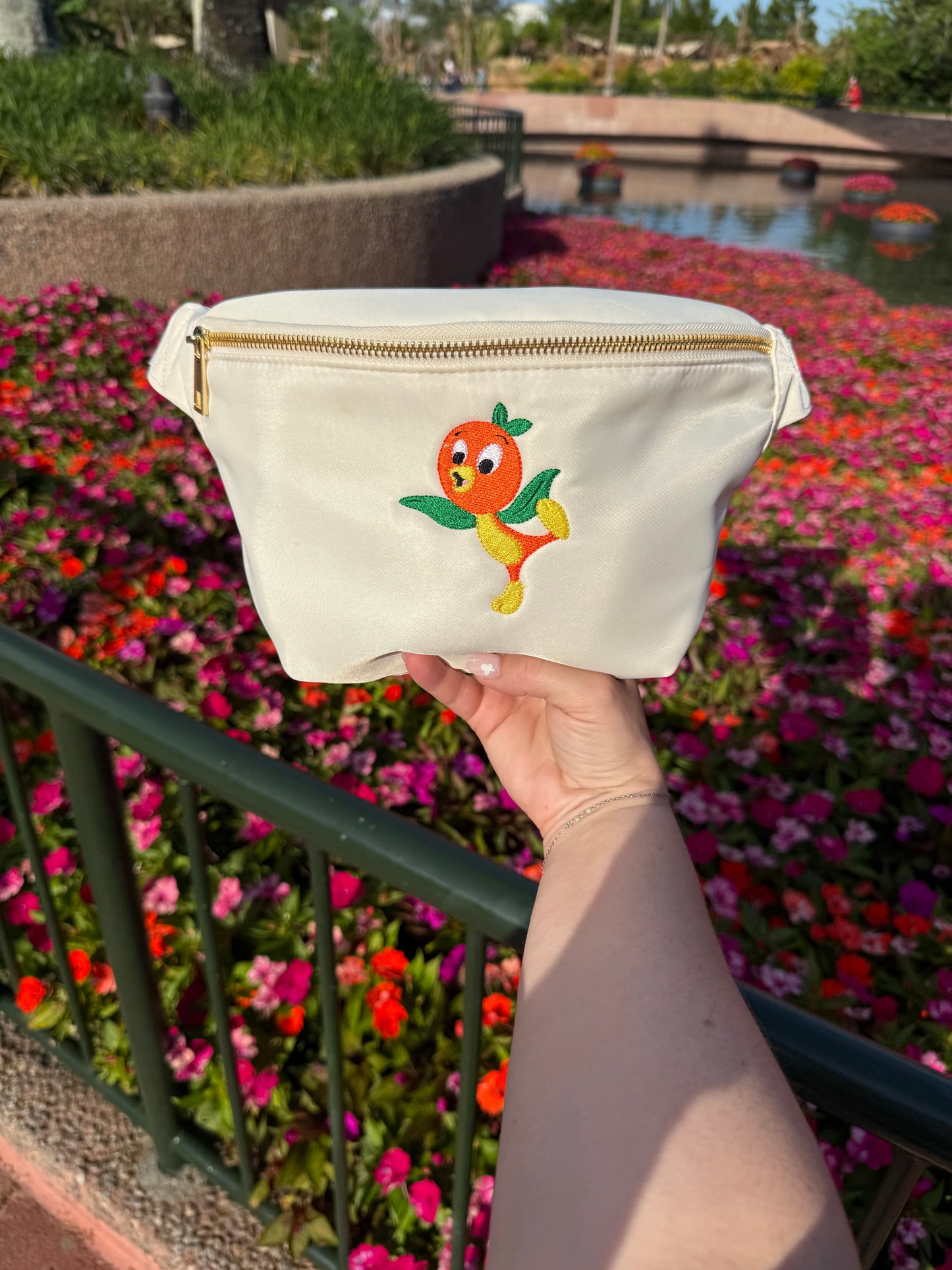 Large Orange Bird Embroidered Fanny Pack