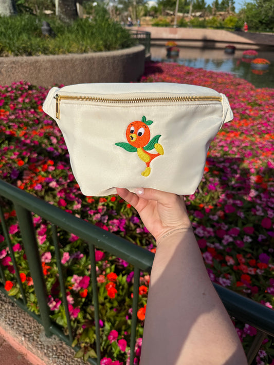Large Orange Bird Embroidered Fanny Pack