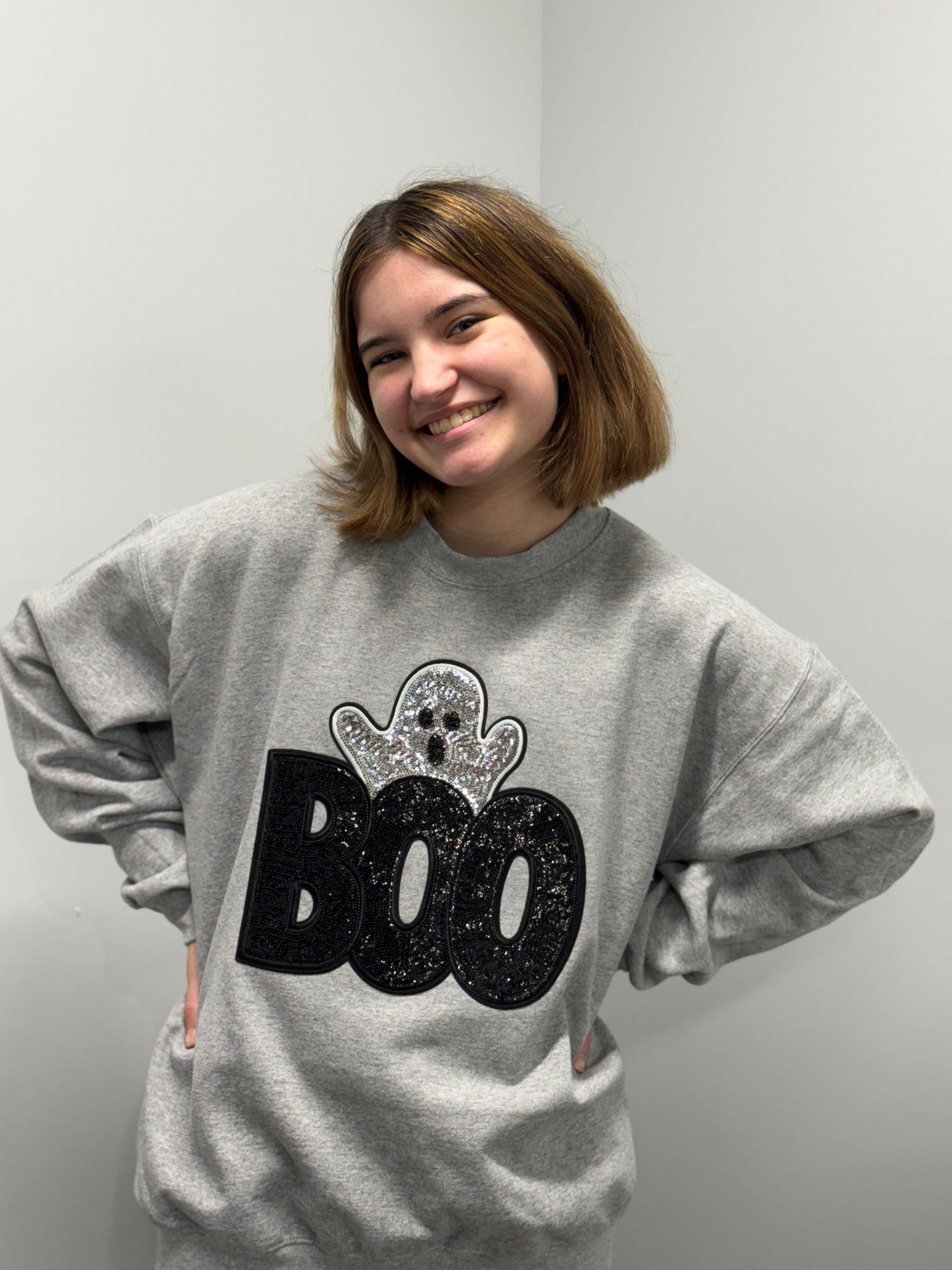 BOO Sequin Patch Sweatshirt