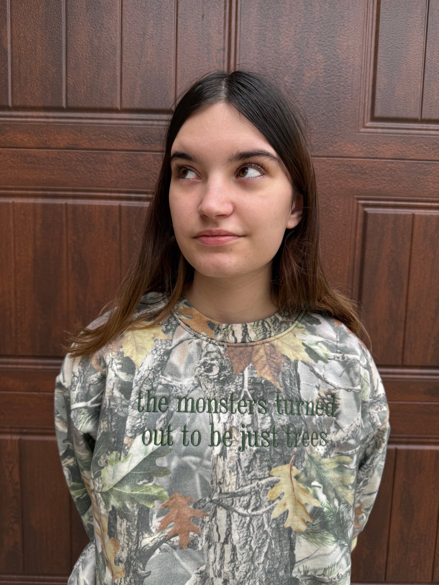 Camoflauge Tree Monsters Embroidered Sweatshirt