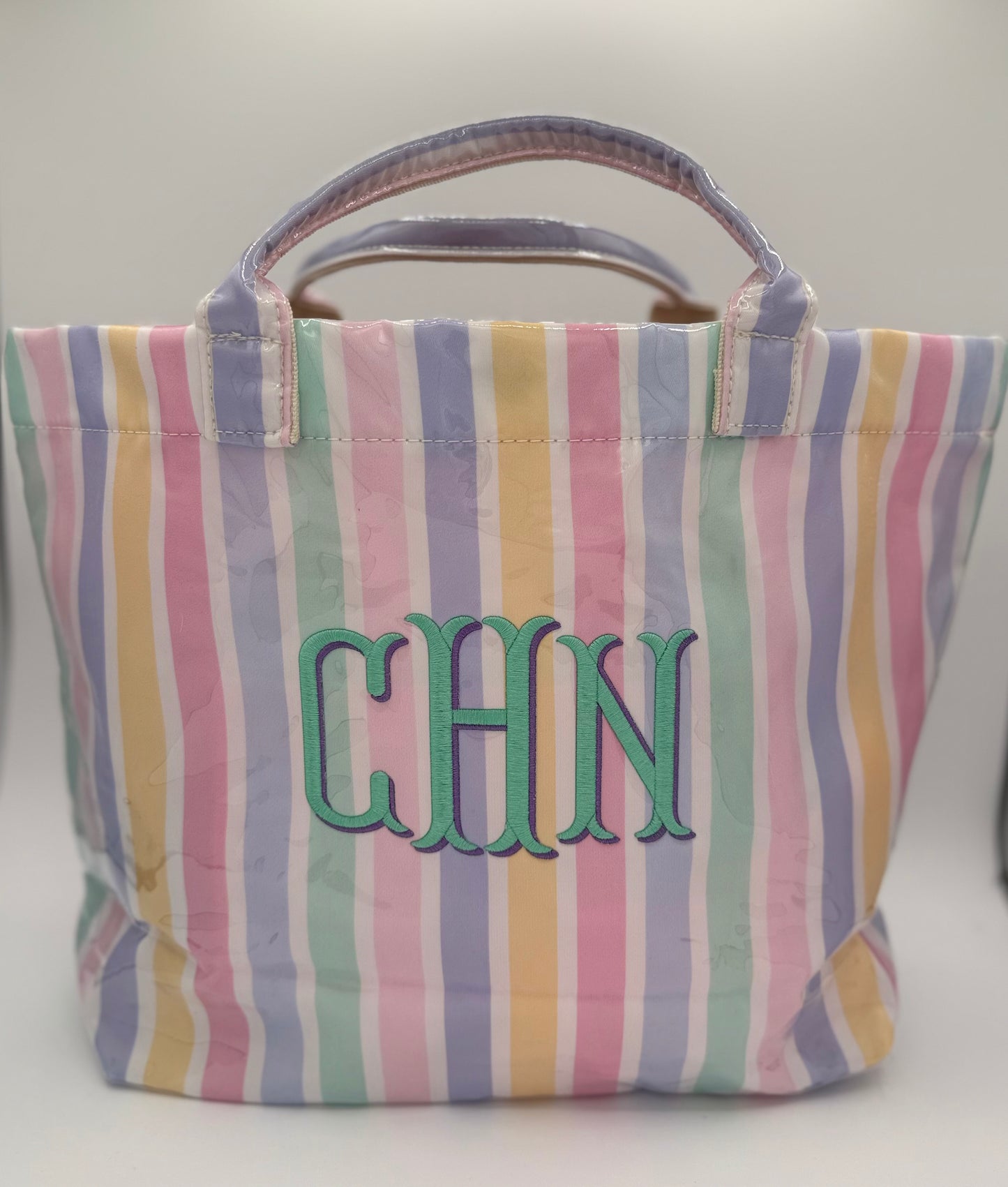 Wipeable Clear PVC Striped Tote Bags
