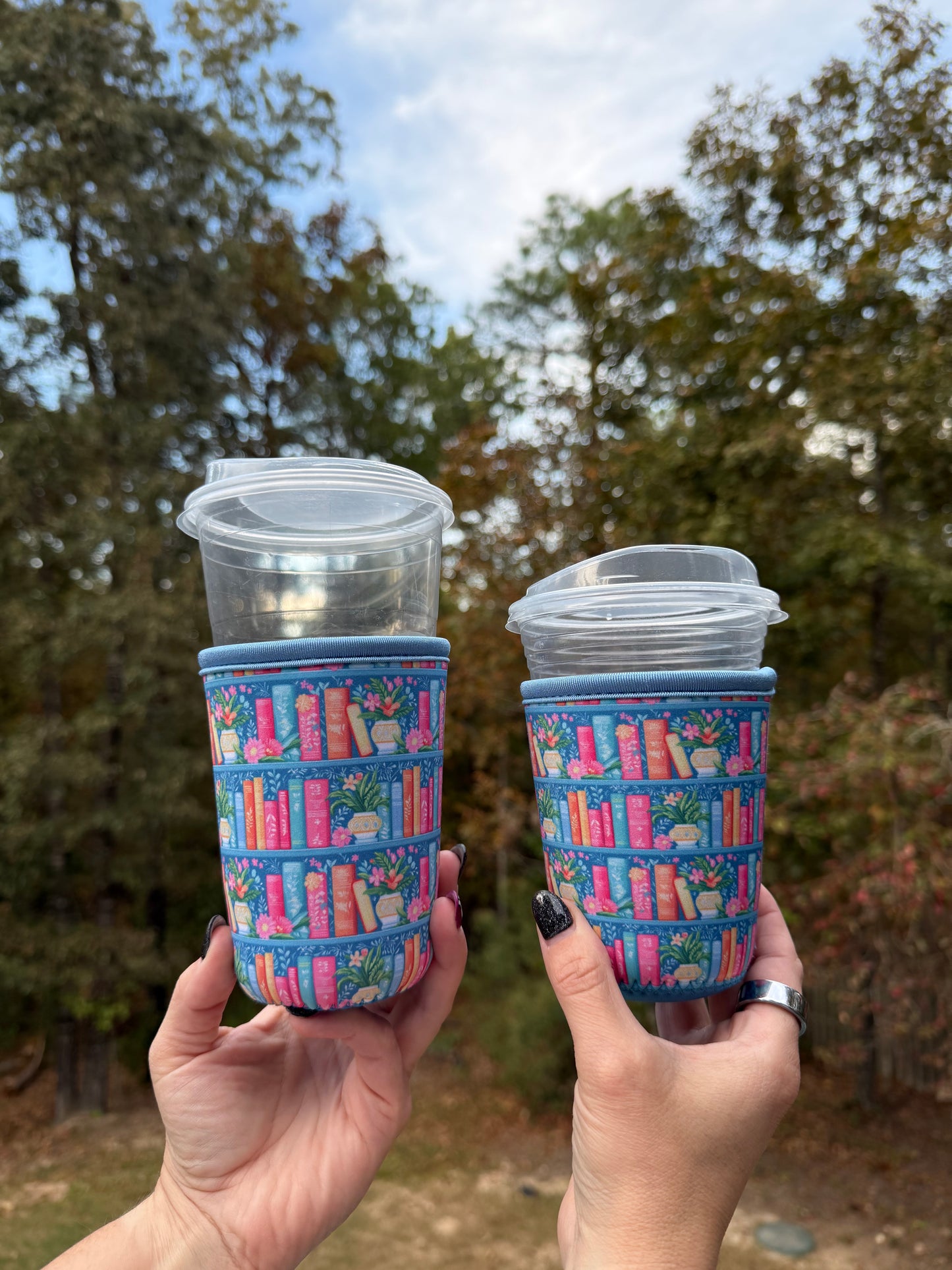 Blue Bookshelf - Book Lover Coffee Sleeve