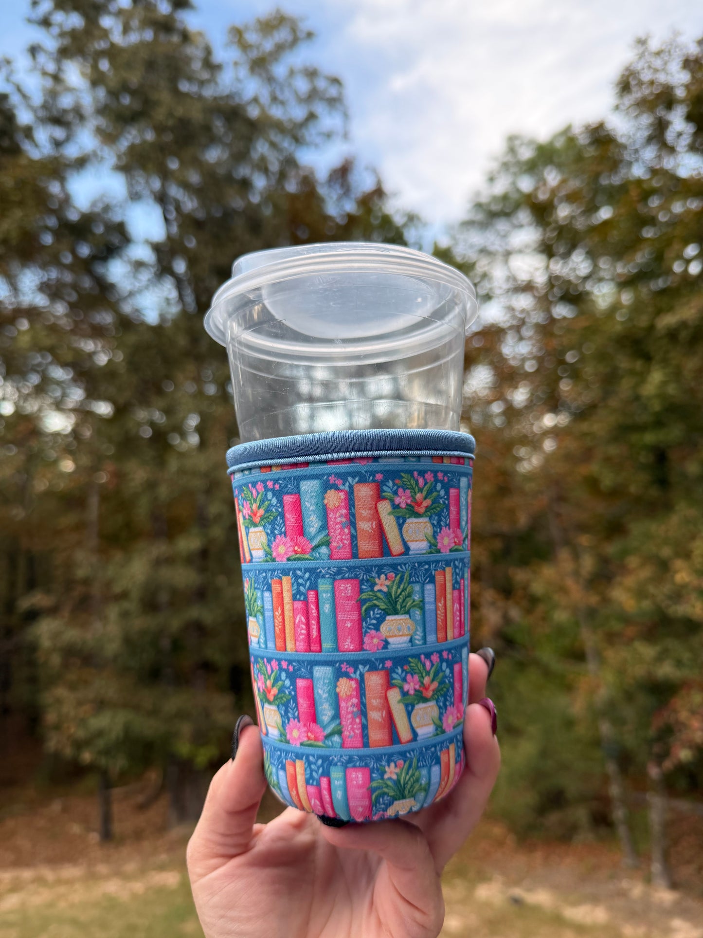 Blue Bookshelf - Book Lover Coffee Sleeve