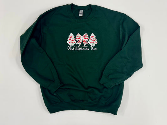 Christmas Tree Cakes with Bow Sweatshirt - Embroidered Appliqué