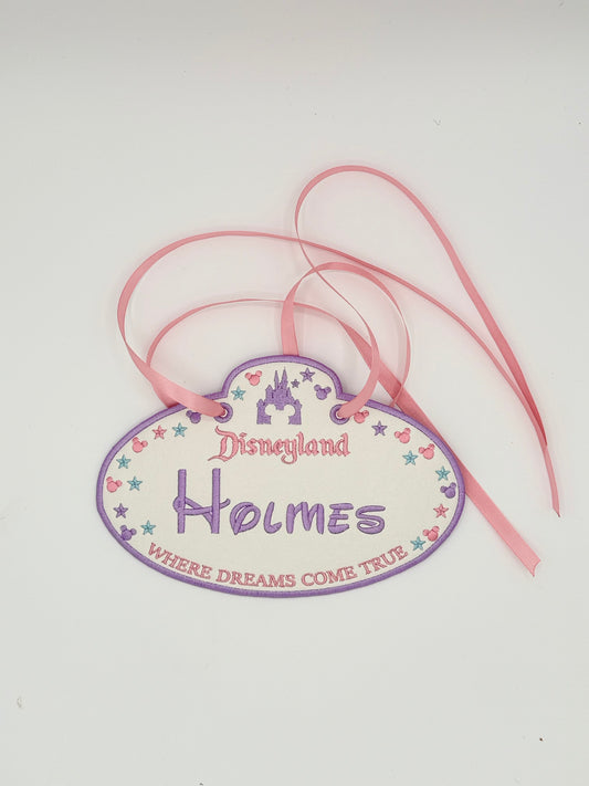 Personalized Magical Land Embroidered Stroller Tag