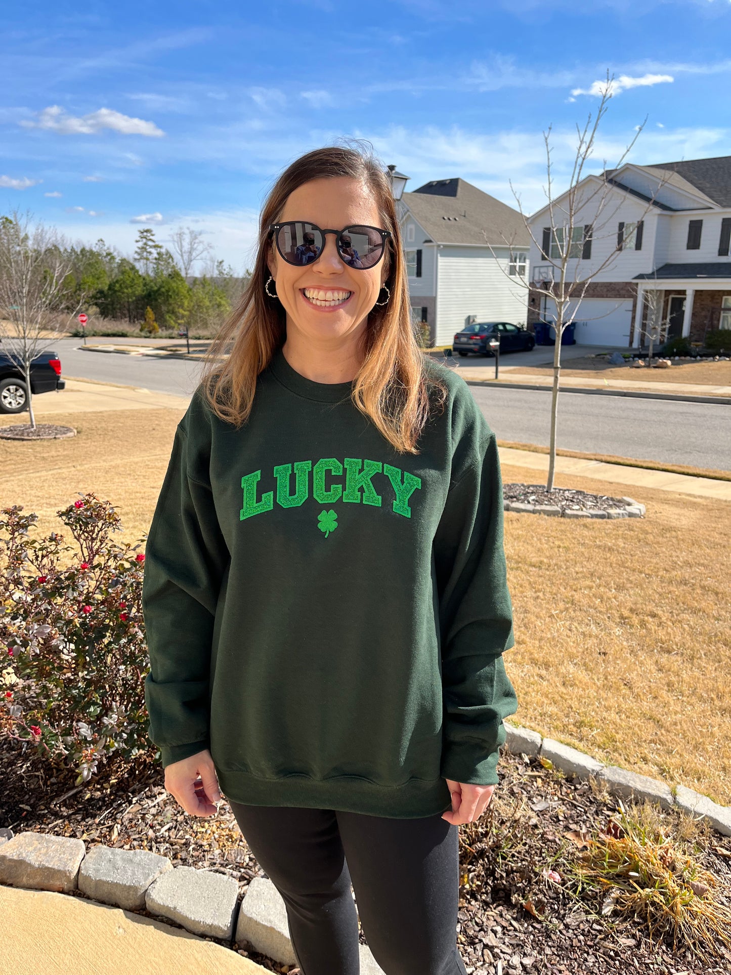 LUCKY Applique Embroidered Sweatshirt