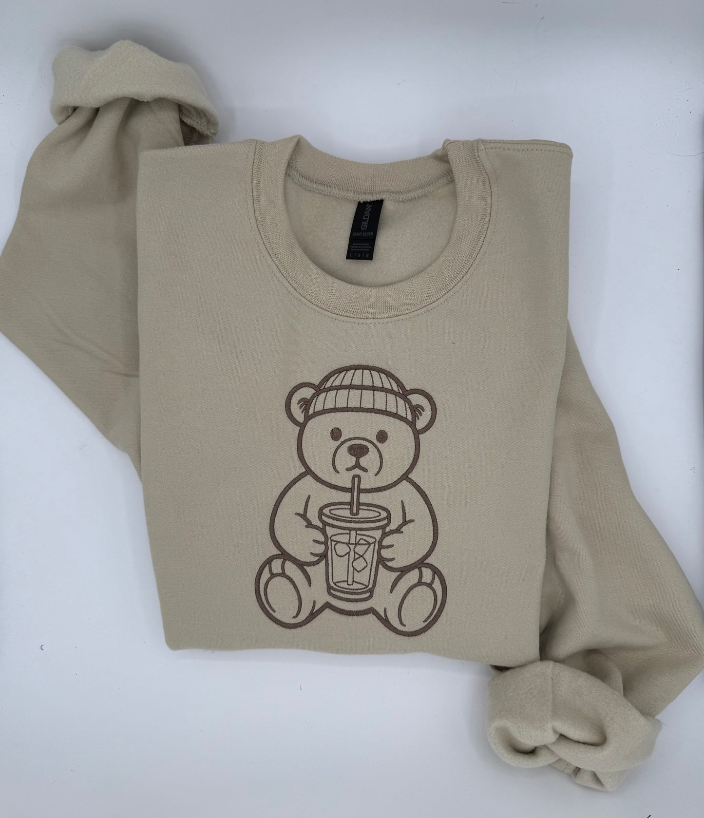 Coffee Bear Embroidered Sweatshirt