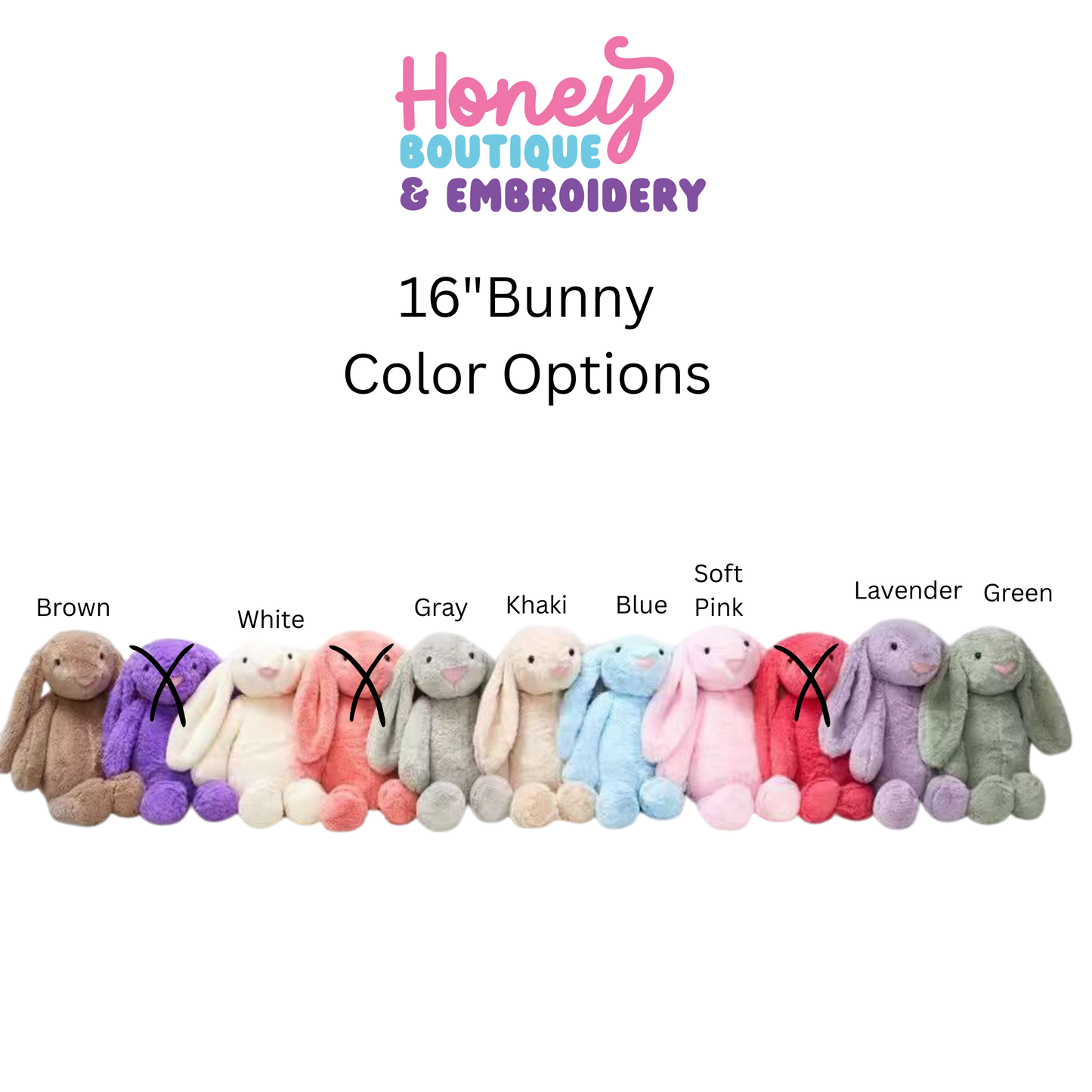 16" Personalized Bunny Stuffed Animal - Embroidered Easter Bunny