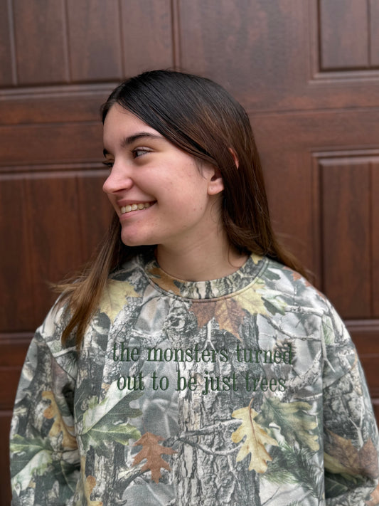 Camoflauge Tree Monsters Embroidered Sweatshirt