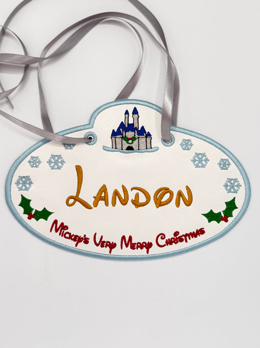 Christmas Personalized Embroidered Stroller Tag