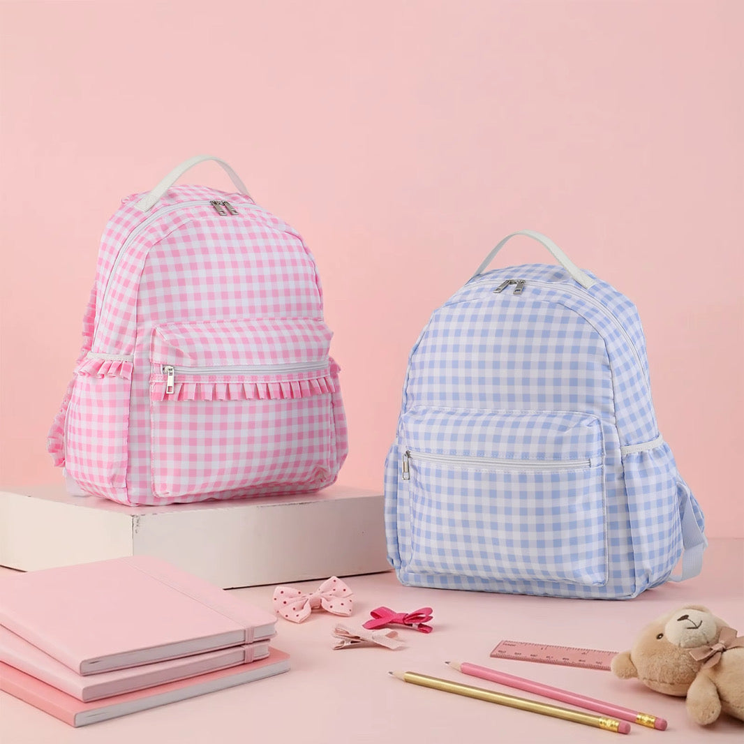 Gingham Full Size Backpack - Personalized with Embroidery
