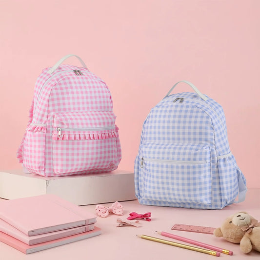 Gingham Full Size Backpack - Personalized with Embroidery