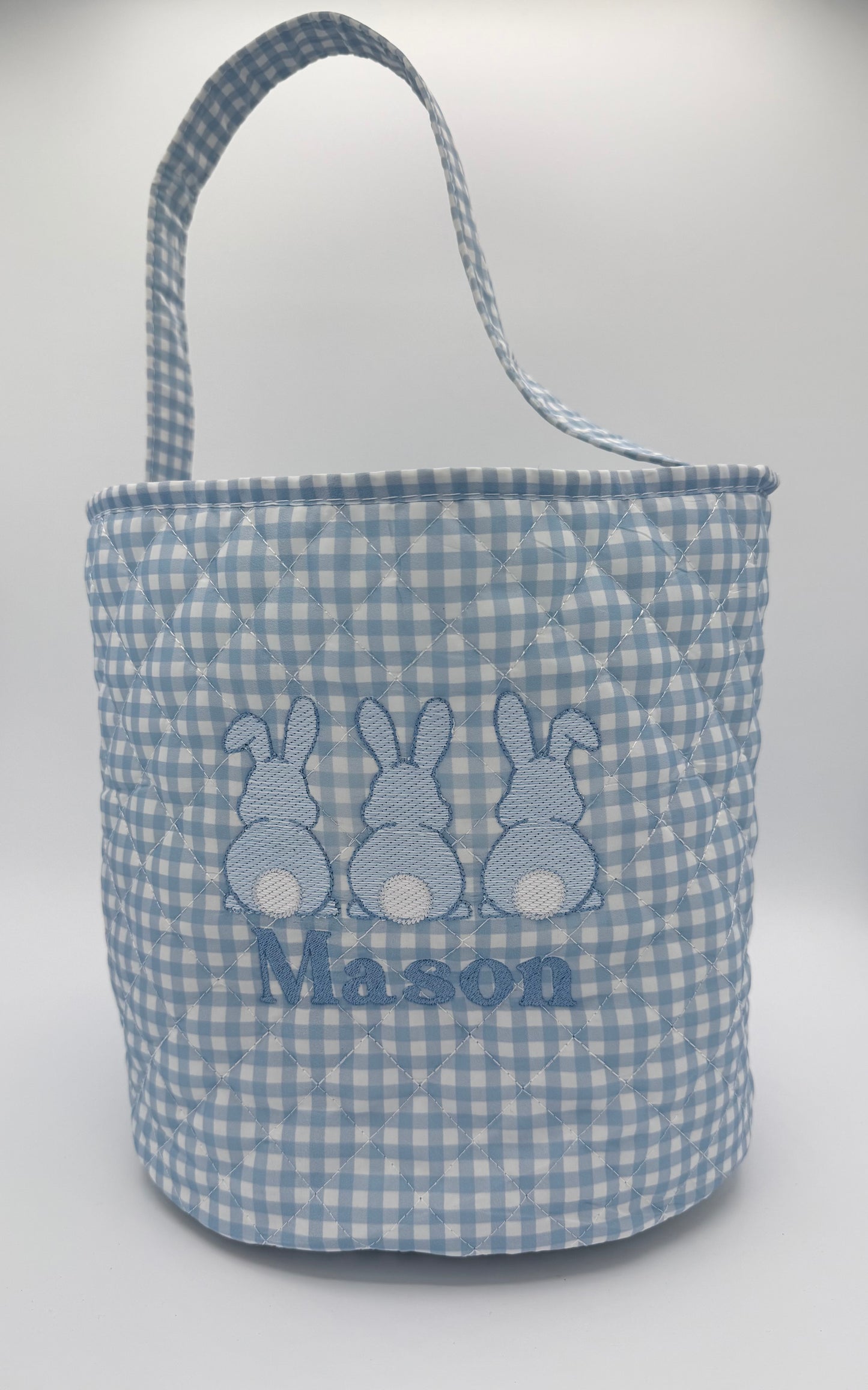Gingham Easter Basket - Embroidered