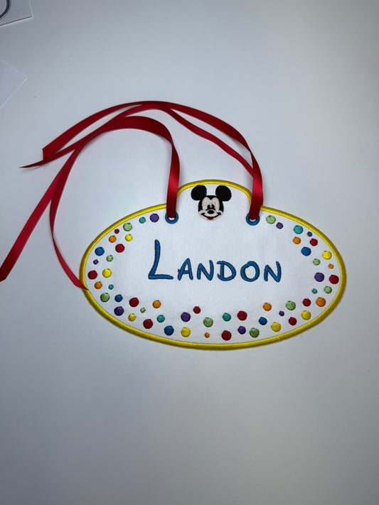 Personalized Magical Mouse Embroidered Stroller Tag