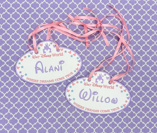 Personalized Magical World Embroidered Stroller Tag