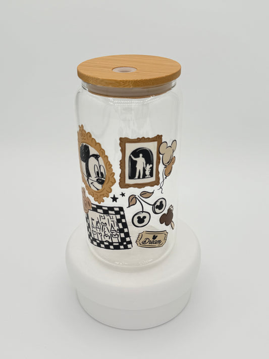 Walt and Mouse 16oz Glass Cup