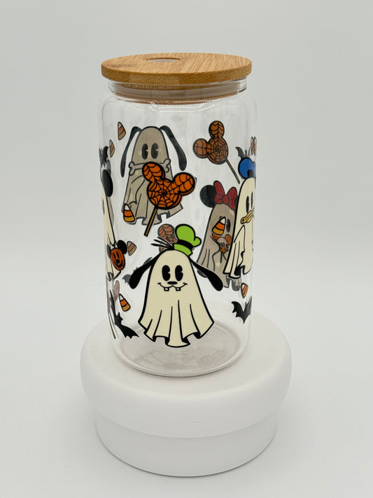 Magical Halloween Ghost Gang 16oz Glass Cup